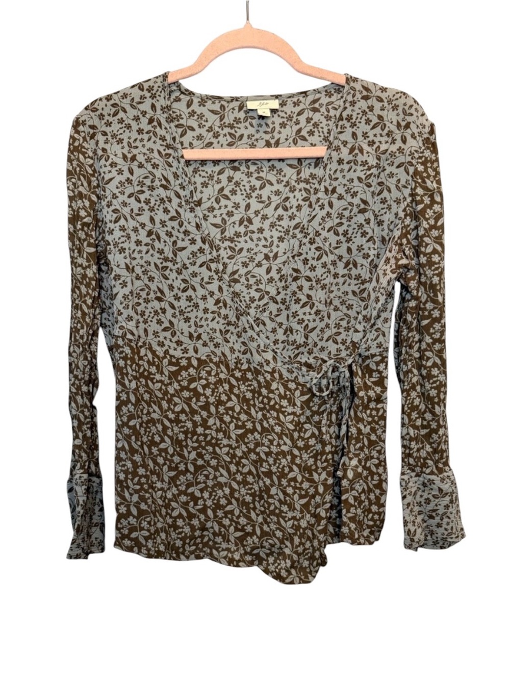 J. Jill Floral Mixed Print Long Sleeve Wrap Blouse Medium Fall Cottagecore